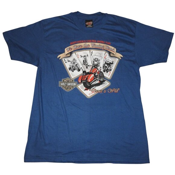 Vintage 2000 Harley Davidson Winning Hand Playing Cards Duece is Wild T-Shirt Lg - Picture 1 of 7